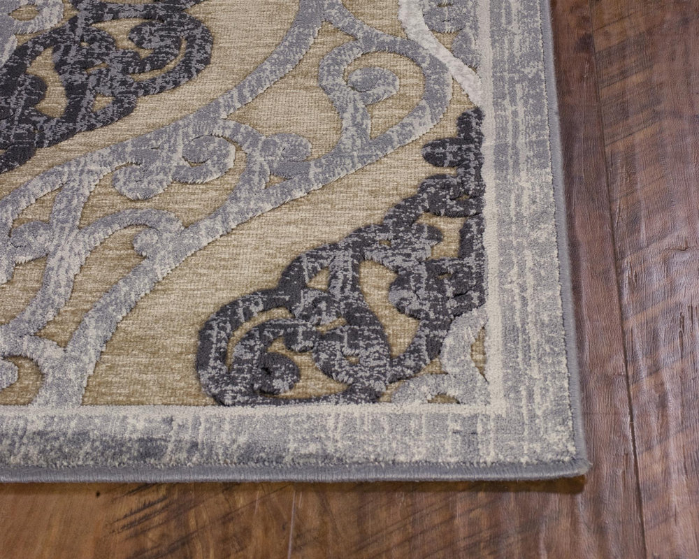 Lark Manor Amel Sand/Gray Area Rug & Reviews Wayfair